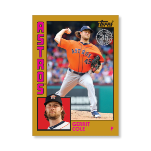 Gerrit Cole 2019 Topps Baseball Update Series 1987 Topps Baseball Poster Gold Ed. # to 1- artbble-pos-19tbus-5104-gold-s