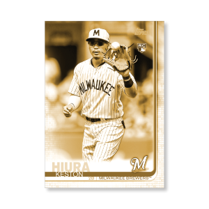 Keston Hiura 2019 Topps Baseball Update Series Short Printed Base Card Photo Variation Poster Gold Ed. # to 1- artbble-pos-19tbus-5210-gold-s