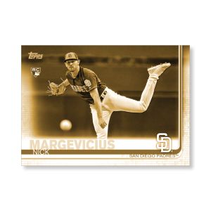 Nick Margevicius 2019 Topps Baseball Update Series Short Printed Base Card Photo Variation Poster Gold Ed. # to 1- artbble-pos-19tbus-5215-gold-s
