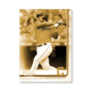 Yasiel Puig 2019 Topps Baseball Update Series Short Printed Base Card Photo Variation Poster Gold Ed. # to 1- artbble-pos-19tbus-5225-gold-s
