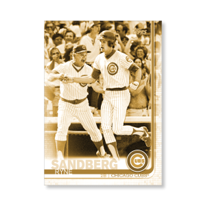 Ryne Sandberg 2019 Topps Baseball Update Series Short Printed Base Card Photo Variation Poster Gold Ed. # to 1- artbble-pos-19tbus-5240-gold-s