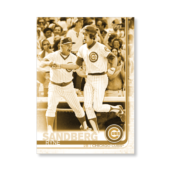 Ryne Sandberg 2019 Topps Baseball Update Series Short Printed Base Card Photo Variation Poster Gold Ed. # to 1- artbble-pos-19tbus-5240-gold-s