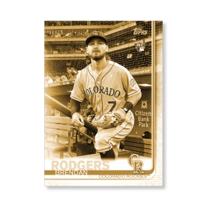 Brendan Rodgers 2019 Topps Baseball Update Series Short Printed Base Card Photo Variation Poster Gold Ed. # to 1- artbble-pos-19tbus-5251-gold-s