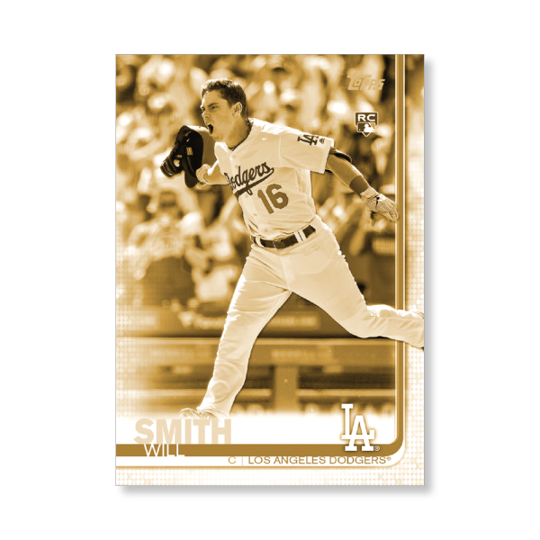 Will Smith 2019 Topps Baseball Update Series Short Printed Base Card Photo Variation Poster Gold Ed. # to 1- artbble-pos-19tbus-5257-gold-s