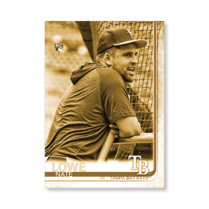 Nate Lowe 2019 Topps Baseball Update Series Super Short Printed Rookie Variation Poster Gold Ed. # to 1- artbble-pos-19tbus-5288-gold-s