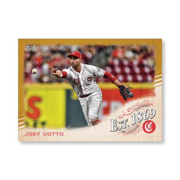 Joey Votto 2019 Topps Baseball Update Series EST 1869 Poster Gold Ed. # to 1- artbble-pos-19tbus-5714-gold-s