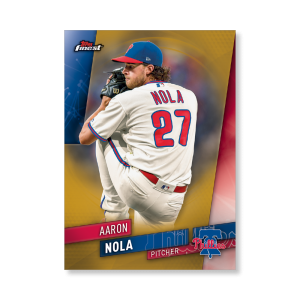 Aaron Nola 2019 Topps Finest Baseball Base Poster Gold Ed. # to 1- artbble-pos-19tfbb-1073-gold-s