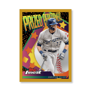 Christian Yelich 2019 Topps Finest Baseball Prized Performers Poster Gold Ed. # to 1- artbble-pos-19tfbb-2213-gold-s