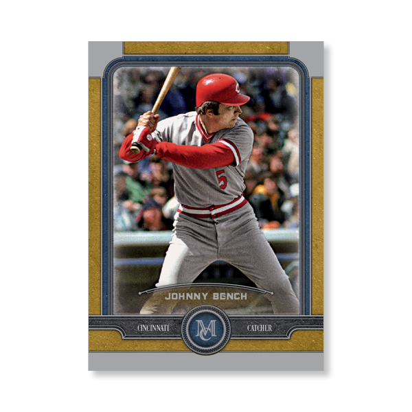 Johnny Bench Topps Museum Baseball Base Cards Poster Gold Ed. # to 1- artbble-pos-19tmbb-1082-gold-s