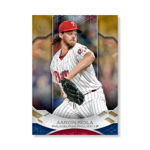 Aaron Nola 2019 Topps Tribute Base Cards Poster Gold Ed. # to 1- artbble-pos-19ttri-1025-gold-s