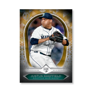 Justus Sheffield 2019 Topps Tribute 2019 Rookies Poster Gold Ed. # to 1- artbble-pos-19ttri-1104-gold-s