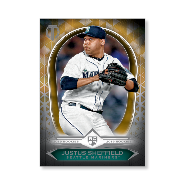 Justus Sheffield 2019 Topps Tribute 2019 Rookies Poster Gold Ed. # to 1- artbble-pos-19ttri-1104-gold-s