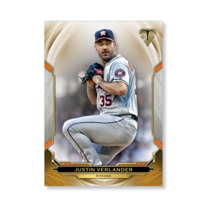 Justin Verlander 2019 Triple Threads Base Card Poster Gold Ed. # to 1- artbble-pos-19tttb-1002-gold-s