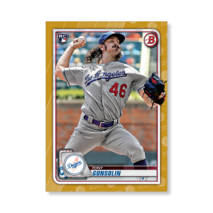 Tony Gonsolin 2020 Bowman Baseball Base Cards Poster Gold Ed. # to 1- artbble-pos-20bwbb-1007-gold-s