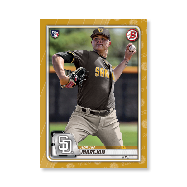 Adrian Morejon 2020 Bowman Baseball Base Cards Poster Gold Ed. # to 1- artbble-pos-20bwbb-1009-gold-s