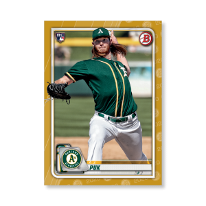 A.J. Puk 2020 Bowman Baseball Base Cards Poster Gold Ed. # to 1- artbble-pos-20bwbb-1016-gold-s