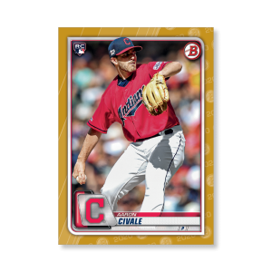 Aaron Civale 2020 Bowman Baseball Base Cards Poster Gold Ed. # to 1- artbble-pos-20bwbb-1019-gold-s
