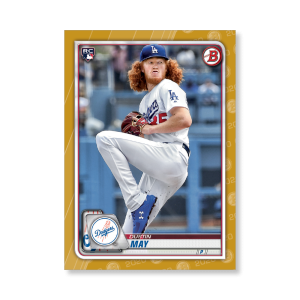 Dustin May 2020 Bowman Baseball Base Cards Poster Gold Ed. # to 1- artbble-pos-20bwbb-1021-gold-s