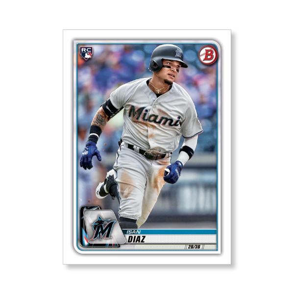 Isan Diaz 2020 Bowman Baseball Base Cards Poster # to 99- artbble-pos-20bwbb-1022-s