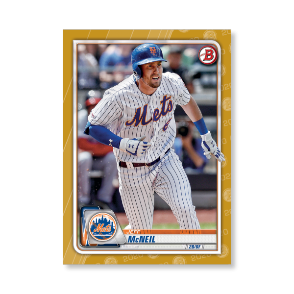 Jeff McNeil 2020 Bowman Baseball Base Cards Poster Gold Ed. # to 1- artbble-pos-20bwbb-1075-gold-s