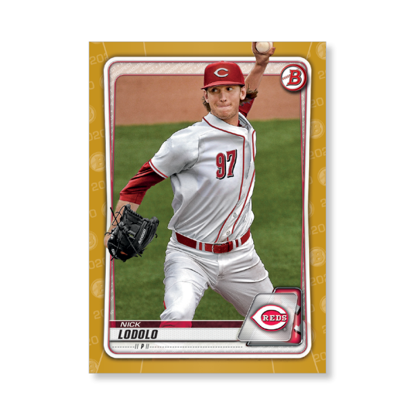 Nick Lodolo 2020 Bowman Baseball Paper Prospects Poster Gold Ed. # to 1- artbble-pos-20bwbb-2056-gold-s