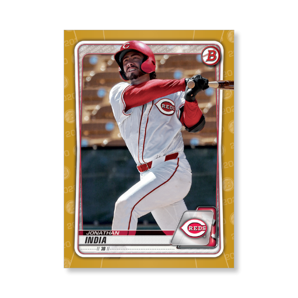 Jonathan India 2020 Bowman Baseball Paper Prospects Poster Gold Ed. # to 1- artbble-pos-20bwbb-2057-gold-s