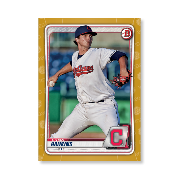 Ethan Hankins 2020 Bowman Baseball Paper Prospects Poster Gold Ed. # to 1- artbble-pos-20bwbb-2061-gold-s
