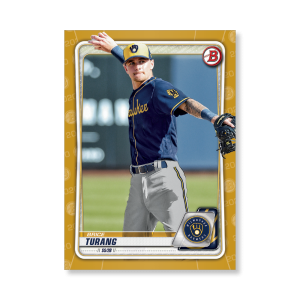 Brice Turang 2020 Bowman Baseball Paper Prospects Poster Gold Ed. # to 1- artbble-pos-20bwbb-2080-gold-s