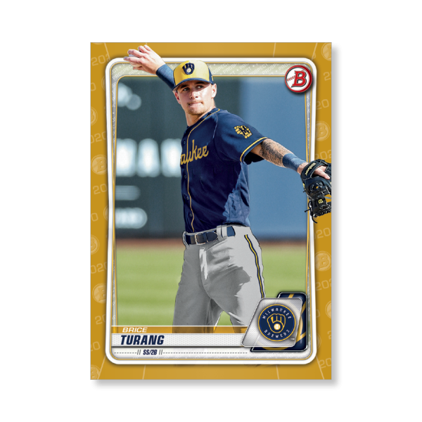 Brice Turang 2020 Bowman Baseball Paper Prospects Poster Gold Ed. # to 1- artbble-pos-20bwbb-2080-gold-s