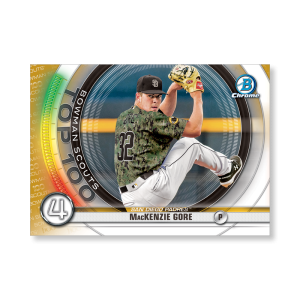 MacKenzie Gore 2020 Bowman Baseball Bowman Scouts Top 100 Poster Gold Ed. # to 1- artbble-pos-20bwbb-2404-gold-s