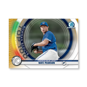 Nate Pearson 2020 Bowman Baseball Bowman Scouts Top 100 Poster Gold Ed. # to 1- artbble-pos-20bwbb-2410-gold-s
