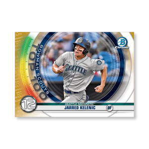 Jarred Kelenic 2020 Bowman Baseball Bowman Scouts Top 100 Poster Gold Ed. # to 1- artbble-pos-20bwbb-2412-gold-s