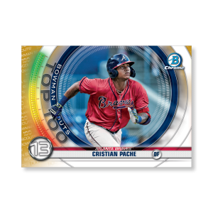 Cristian Pache 2020 Bowman Baseball Bowman Scouts Top 100 Poster Gold Ed. # to 1- artbble-pos-20bwbb-2413-gold-s
