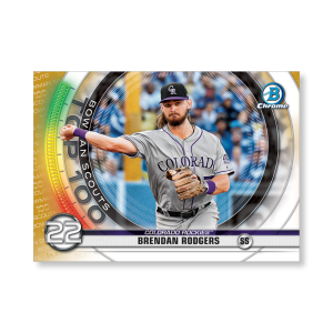 Brendan Rodgers 2020 Bowman Baseball Bowman Scouts Top 100 Poster Gold Ed. # to 1- artbble-pos-20bwbb-2422-gold-s