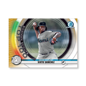 Sixto Sanchez 2020 Bowman Baseball Bowman Scouts Top 100 Poster Gold Ed. # to 1- artbble-pos-20bwbb-2423-gold-s