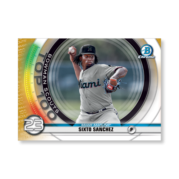 Sixto Sanchez 2020 Bowman Baseball Bowman Scouts Top 100 Poster Gold Ed. # to 1- artbble-pos-20bwbb-2423-gold-s