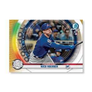 Nico Hoerner 2020 Bowman Baseball Bowman Scouts Top 100 Poster Gold Ed. # to 1- artbble-pos-20bwbb-2433-gold-s