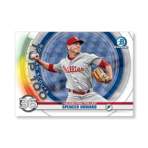 Spencer Howard 2020 Bowman Baseball Bowman Scouts Top 100 Poster # to 99- artbble-pos-20bwbb-2436-s