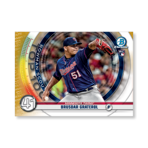 Brusdar Graterol 2020 Bowman Baseball Bowman Scouts Top 100 Poster Gold Ed. # to 1- artbble-pos-20bwbb-2441-gold-s