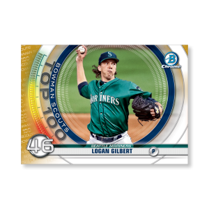 Logan Gilbert 2020 Bowman Baseball Bowman Scouts Top 100 Poster Gold Ed. # to 1- artbble-pos-20bwbb-2446-gold-s