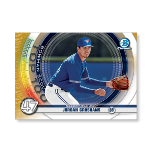 Jordan Groshans 2020 Bowman Baseball Bowman Scouts Top 100 Poster Gold Ed. # to 1- artbble-pos-20bwbb-2447-gold-s