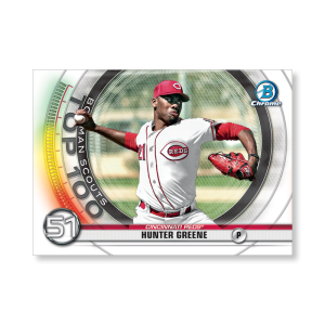 Hunter Greene 2020 Bowman Baseball Bowman Scouts Top 100 Poster # to 99- artbble-pos-20bwbb-2451-s