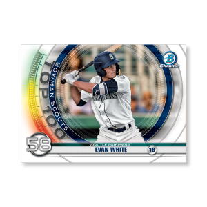 Evan White 2020 Bowman Baseball Bowman Scouts Top 100 Poster # to 99- artbble-pos-20bwbb-2458-s