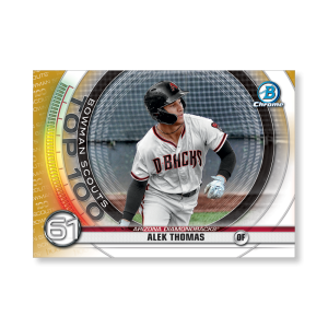 Alek Thomas 2020 Bowman Baseball Bowman Scouts Top 100 Poster Gold Ed. # to 1- artbble-pos-20bwbb-2461-gold-s