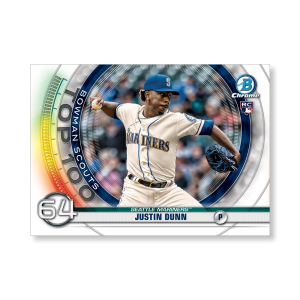 Justin Dunn 2020 Bowman Baseball Bowman Scouts Top 100 Poster # to 99- artbble-pos-20bwbb-2464-s