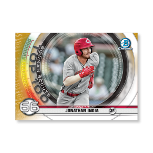 Jonathan India 2020 Bowman Baseball Bowman Scouts Top 100 Poster Gold Ed. # to 1- artbble-pos-20bwbb-2466-gold-s