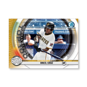 Oneil Cruz 2020 Bowman Baseball Bowman Scouts Top 100 Poster Gold Ed. # to 1- artbble-pos-20bwbb-2469-gold-s