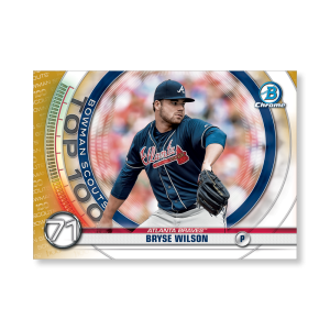 Bryse Wilson 2020 Bowman Baseball Bowman Scouts Top 100 Poster Gold Ed. # to 1- artbble-pos-20bwbb-2471-gold-s