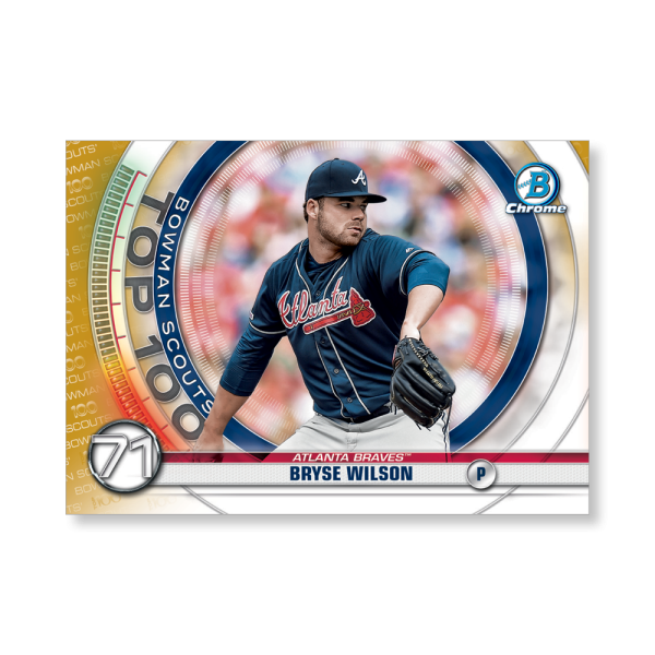 Bryse Wilson 2020 Bowman Baseball Bowman Scouts Top 100 Poster Gold Ed. # to 1- artbble-pos-20bwbb-2471-gold-s