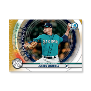 Justus Sheffield 2020 Bowman Baseball Bowman Scouts Top 100 Poster Gold Ed. # to 1- artbble-pos-20bwbb-2472-gold-s
